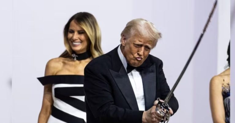 Trump Dances with Ceremonial Military Sword in Viral Moment from His Inaugural Ball