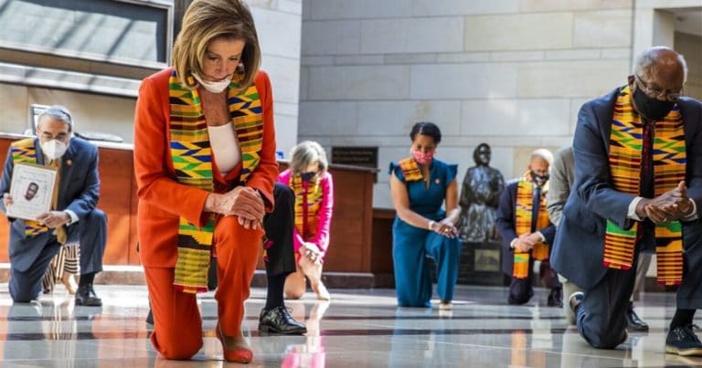 Pelosi’s Kneeling Stunt Goes Wrong – Video Shows Nancy’s Aide Rushing To Help Her Up